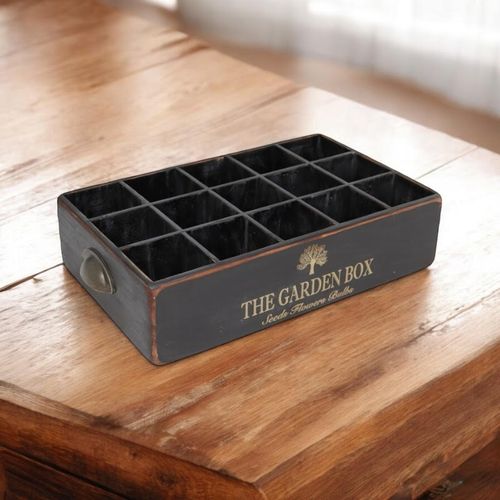 40CM BLACK WOODEN 15 BOTTLE WINE HOLDER