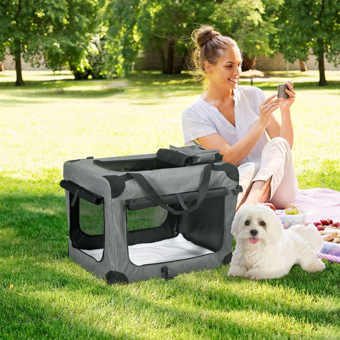 PawHut Foldable Pet Carrier Bag, Grey 70x51x50cm