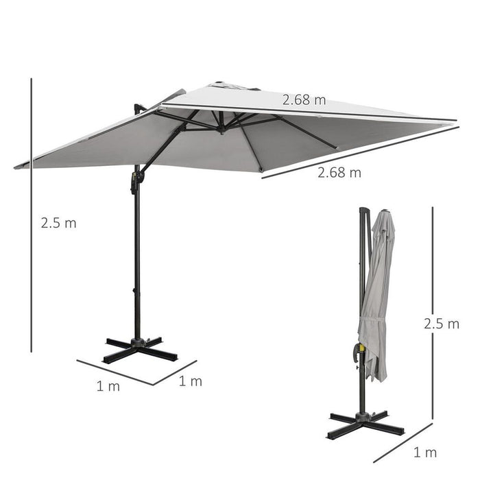 Premium 2.7 x 2.7m Cantilever Garden Umbrella - Grey