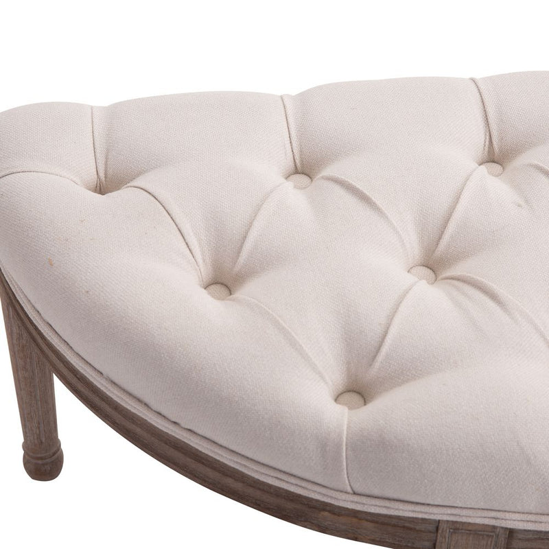 HOMCOM Button-Tufted Half-Circle Bench Ottoman | Cream | Padded Seat | Premium Quality