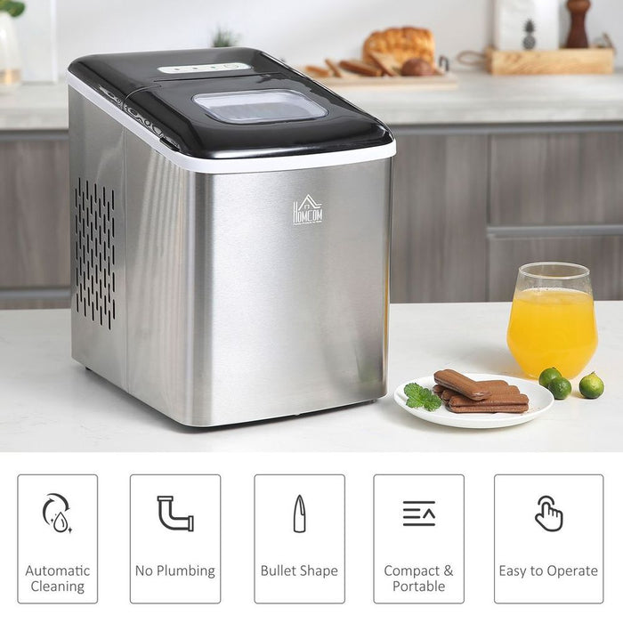 Premium Portable Ice Maker | 12kg Capacity | Self-Cleaning | Home Ice Machine - Black