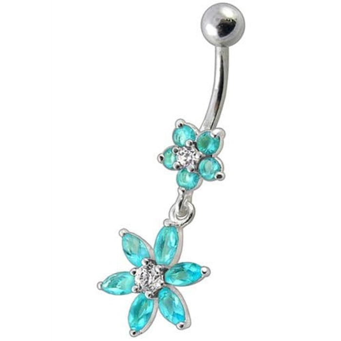 Fancy Flower Dangling Navel Ring