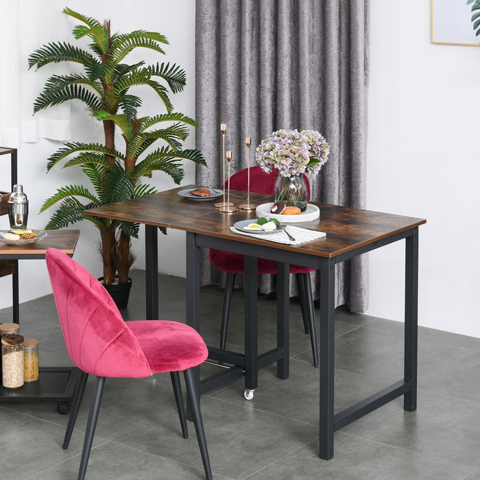 Industrial-Style Drop Leaf Folding Table for Dining - Compact & Stylish - Max Load 20KG