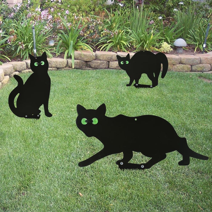 ASAB 3PK Metal Cat Scarers | Keep Cats & Pests Away | Weatherproof | Safe Deterrent | 3 Different Poses