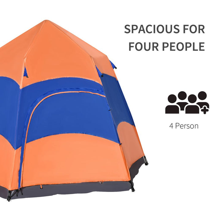 Premium 4 Person Pop Up Tent: Camping, Festival, Hiking - Family Shelter, Portable - Outsunny