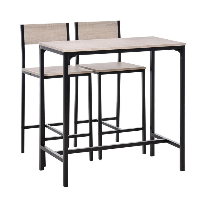 Premium Quality Metal Frame MDF Top Table & Bar Stool Set - Sleek Black Design