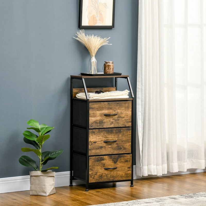 Stylish HOMCOM Industrial 3 Drawer Cabinet - Functional Storage & Display Shelves