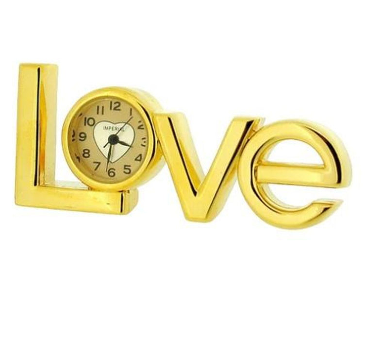 Premium Gold Metal "Love" Miniature Clock - Solid Brass, High Quality - Clearance Sale, Re-Battery Required!