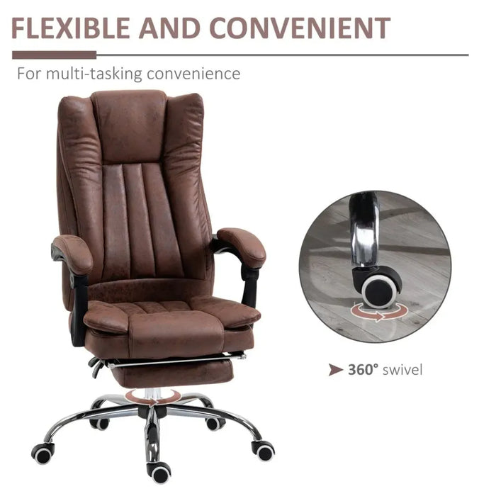 Premium Brown Executive Office Chair - High Back, Armrests, Footrest - Comfort & Functionality