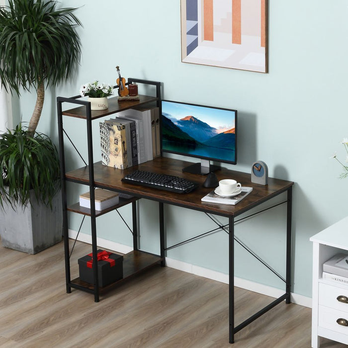 Stylish Computer Desk | 4-Tier Bookshelf | Home Office | Space-Saving | Multifunctional | High Quality