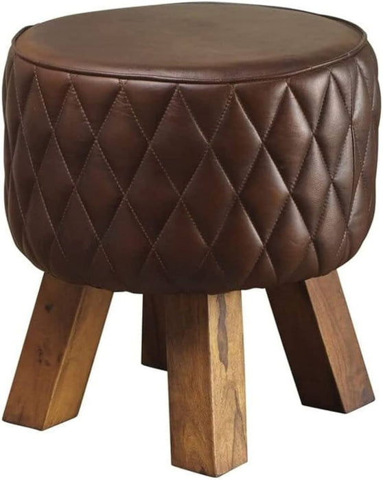 Premium 38CM Leather Round Footstool