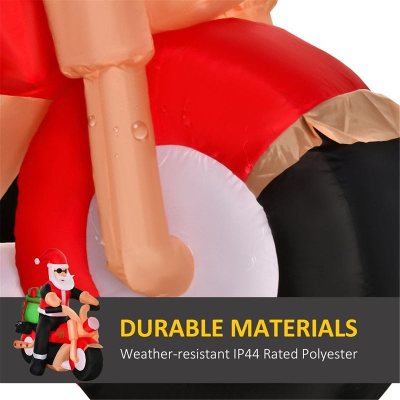 Father Christmas Inflatable Santa Claus riding a motorcycle | LED Lights Festive Display