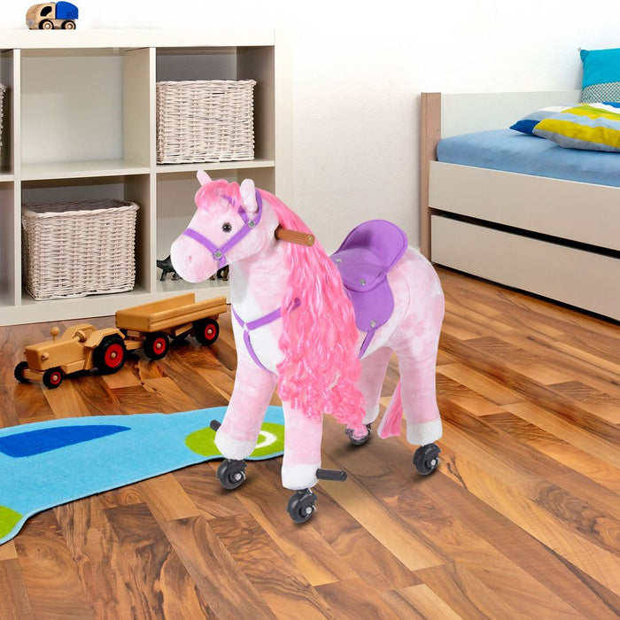 Interactive Walking Ride on Horse Toy Plush with Realistic Sounds - Kids Age 3+