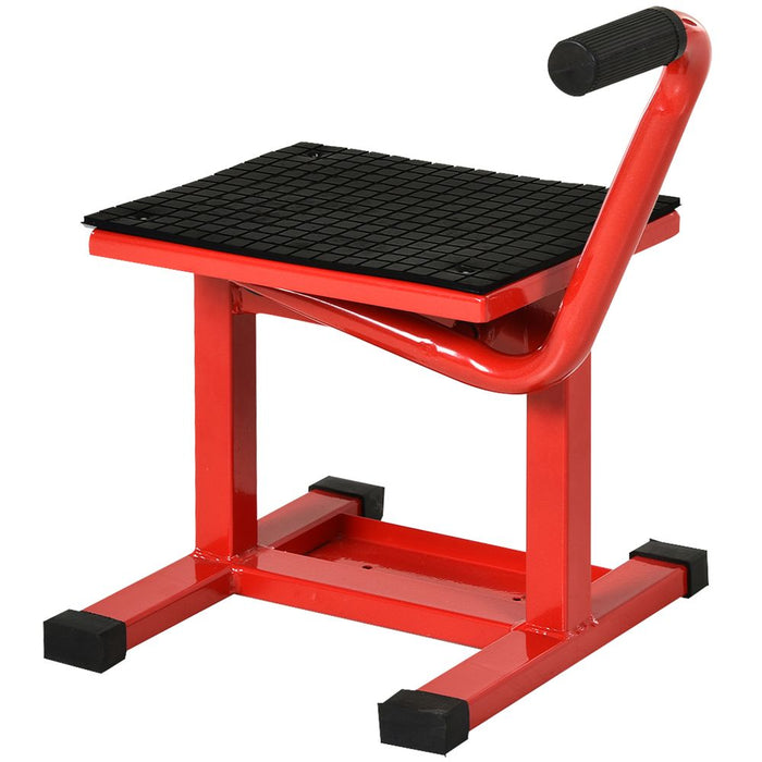 DURHAND 150KG Steel Motorbike Jack Lift Rubber Platform Crank Lift Manual Repair Clean Hoist Table Assist Off-Road Dirt Bike Stand Red - 27.5/39.5 Hcm