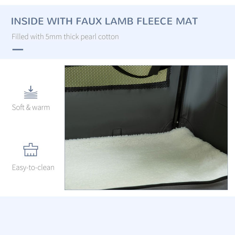 PawHut 51cm Foldable Pet Carrier Bag Soft Travel Dog Crate, Portable Cat Carrier w/ Cushion, for Cats and Miniature Dogs - Grey