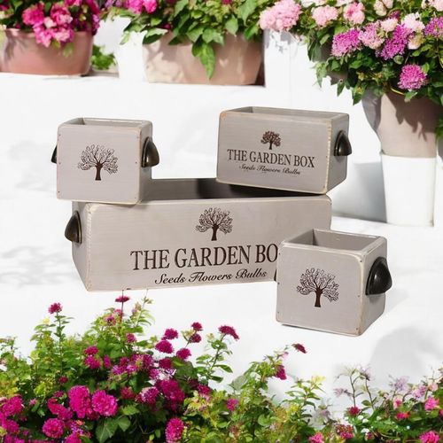 SET 4  RUSTIC GREY WOODEN CRATES