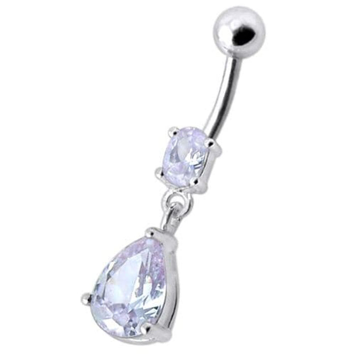 Fancy Tear Drop Jeweled Dangling Navel Ring