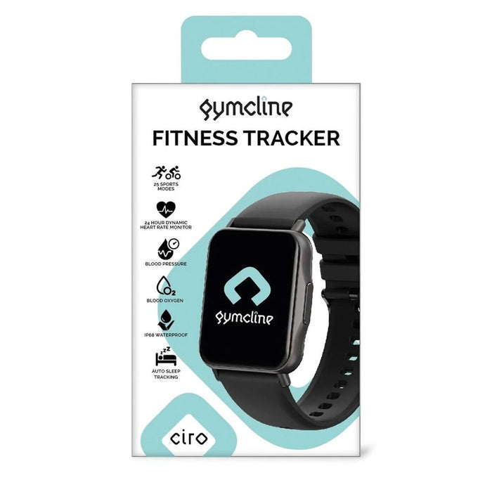 Gymcline Ciro Fitness Tracker: 25 Sports Modes, IP68 Water Resistant, Black