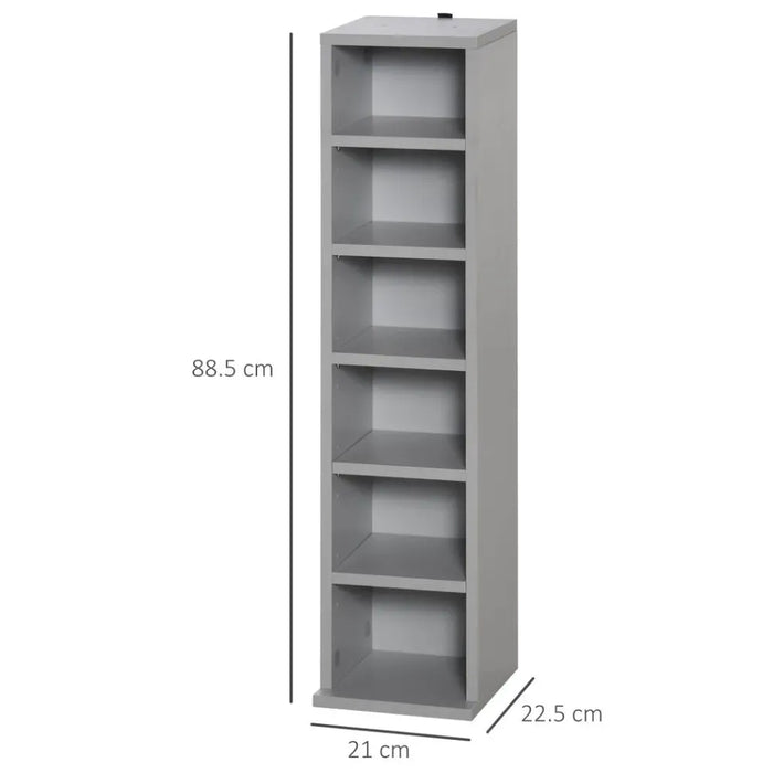 Set of 2 CD Media Display Shelf Unit Tower Rack w/ Adjustable Shelves Grey