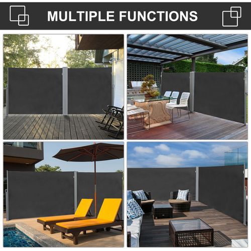 3x1.8M Retractable Side Awning Screen Fence Patio Privacy Divider Grey