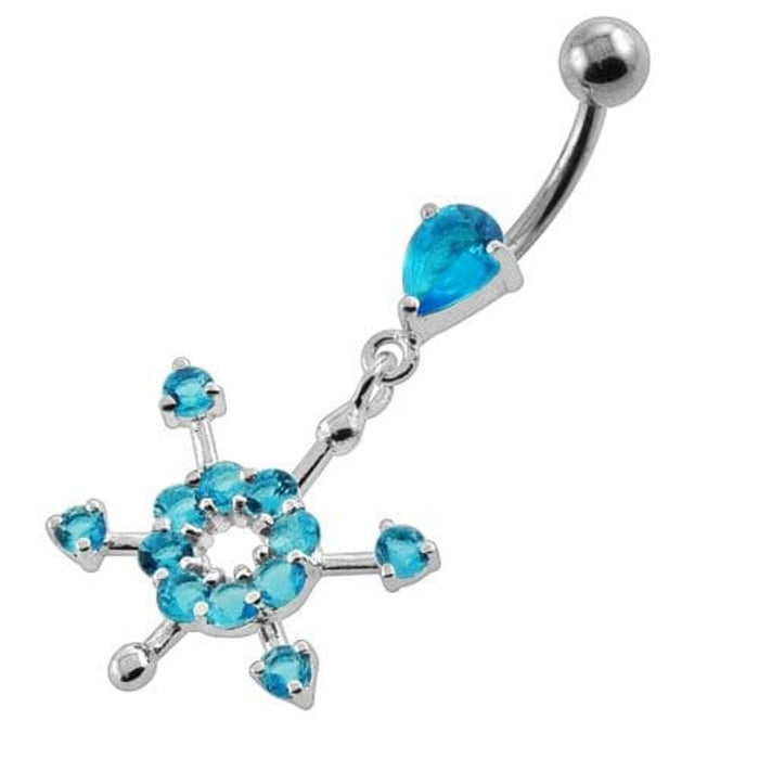 Fancy Flower Dangling Navel Belly Button Piercing