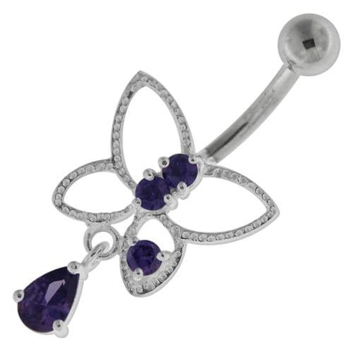 Jeweled Butterfly Cut out Navel Belly Button Ring