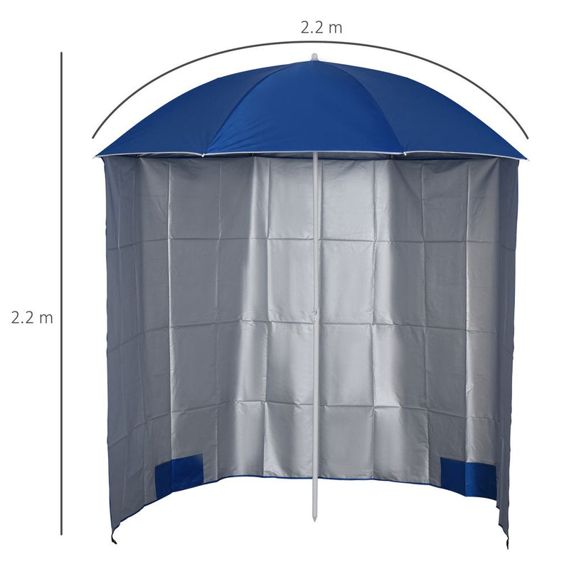 Outsunny Beach Fishing Umbrella - Portable & UV Protected (2.2M)