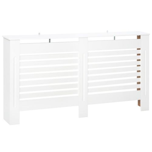 HOMCOM Modern Radiator Cover Cabinet Slatted Design MDF White Medium