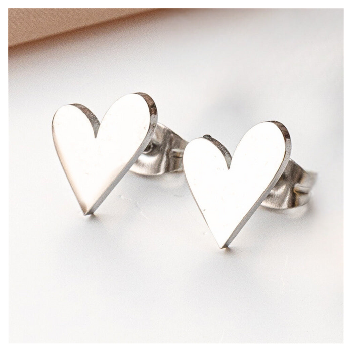 Tilted Heart Stud Earrings | Ideal Birthday or Christmas Gift