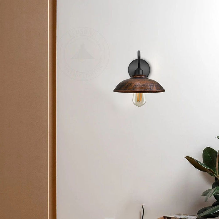 Brushed Copper Wall Light - Vintage Black Sconce, E27 Base, Dimmable, Retro Craft, 3 Yr Warranty