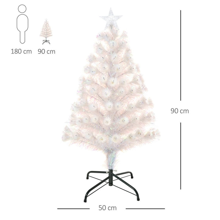 3FT Pre-Lit Artificial Christmas Tree w/ Fibre Optic LED Lights Xmas White