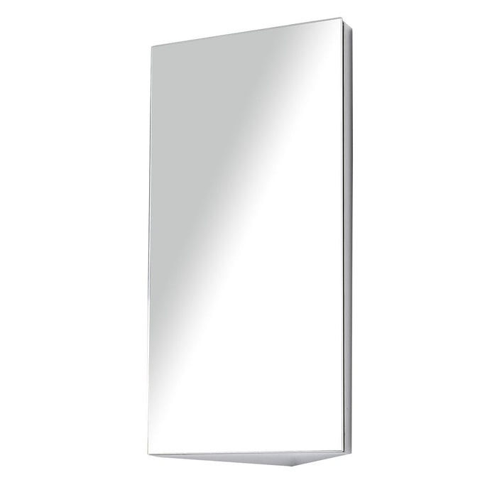 HOMCOM Wall Mount Corner Mirror Cabinet with Three Shelves, Stainless Steel Bathroom Storage Cabinet with Door