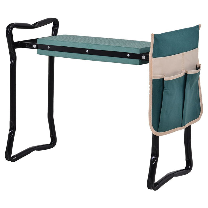 Comfortable Green Garden Kneeler Seat - Steel Frame, Pouch Included