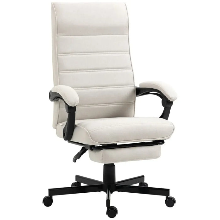 Home Office Chair High-Back Reclining Chair for Bedroom Study Living Room White