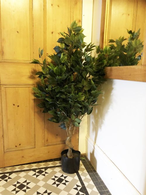 110cm Artificial Evergreen Twist Ficus Tree Copper Planter
