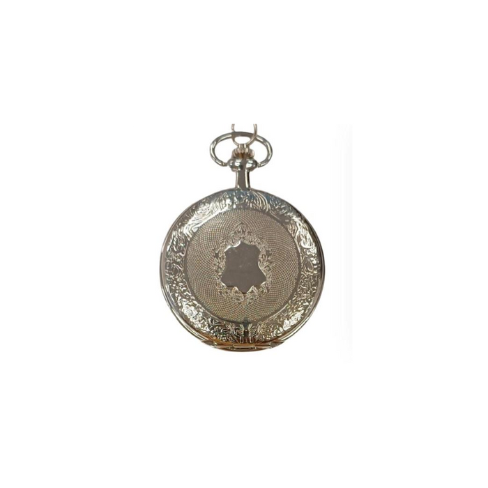 Jakob Strauss Classic Silver Tone & 12 Inch Brass Chain Pocket Watch - CLEARANCE NEEDS RE-BATTERY