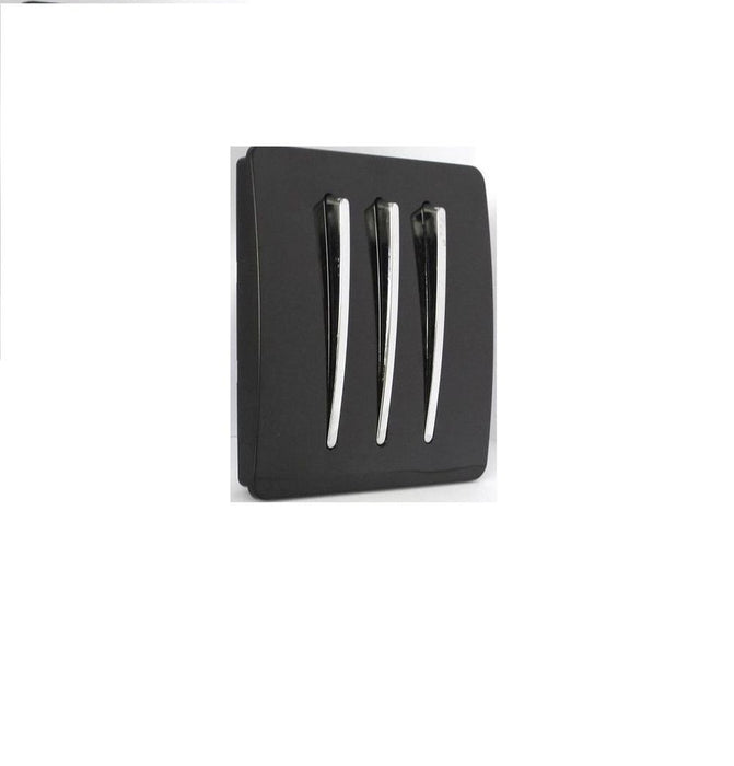 Modern Gloss Black & Chrome Light Switch (1/2/3/4 Gang  - 1/2 Way)