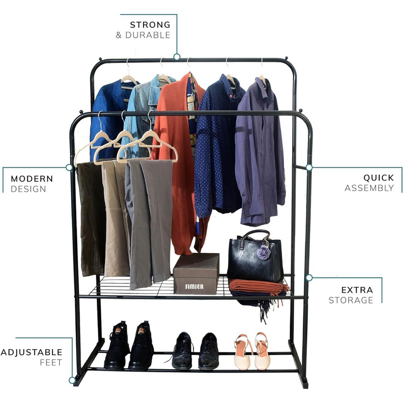 Double Clothes Rail in Black