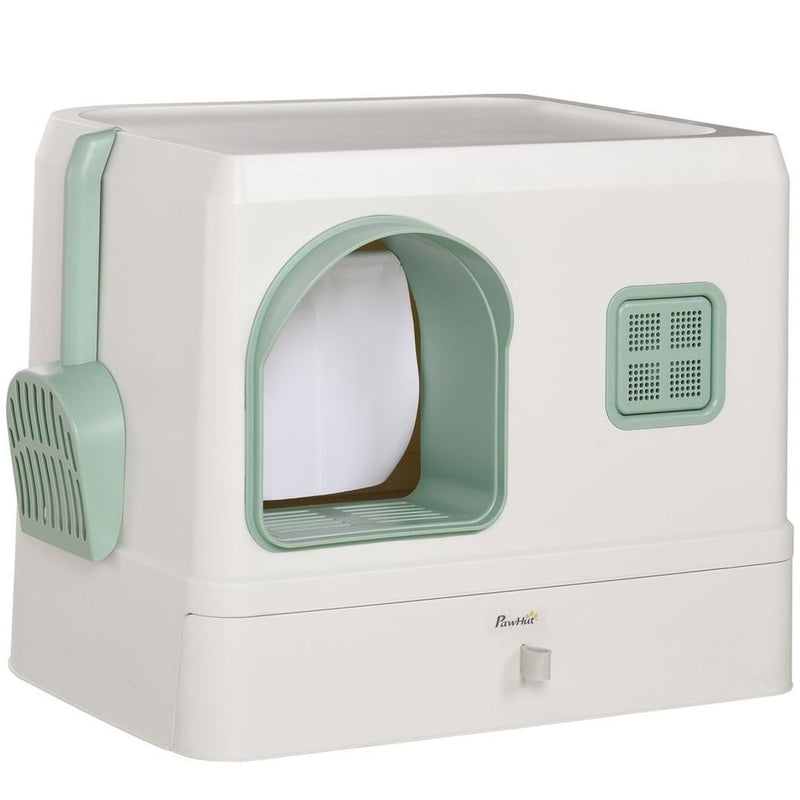 Hooded Cat Litter Box w/ Drawer Pan, Scoop, Deodorants - Top Quality & Privacy