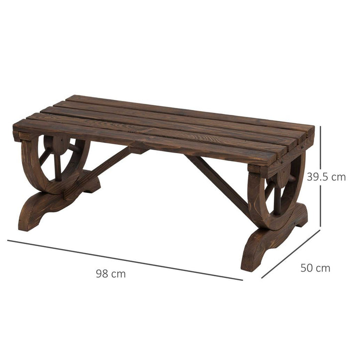 Premium Rustic Wooden Wheel Bench - 2-Person Seat - High-Quality - Brown - Outdoor Furniture - Loveseat - Park - Best Quality