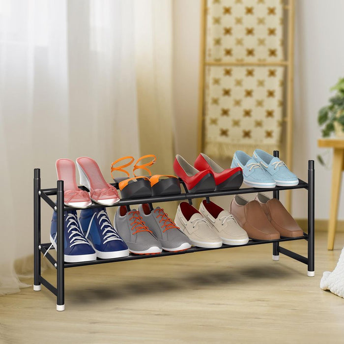 VINSANI SHOE RACK 2/3/4 TIER: Clutter-free, modern design, durable & sturdy, versatile. Comes in black or grey.