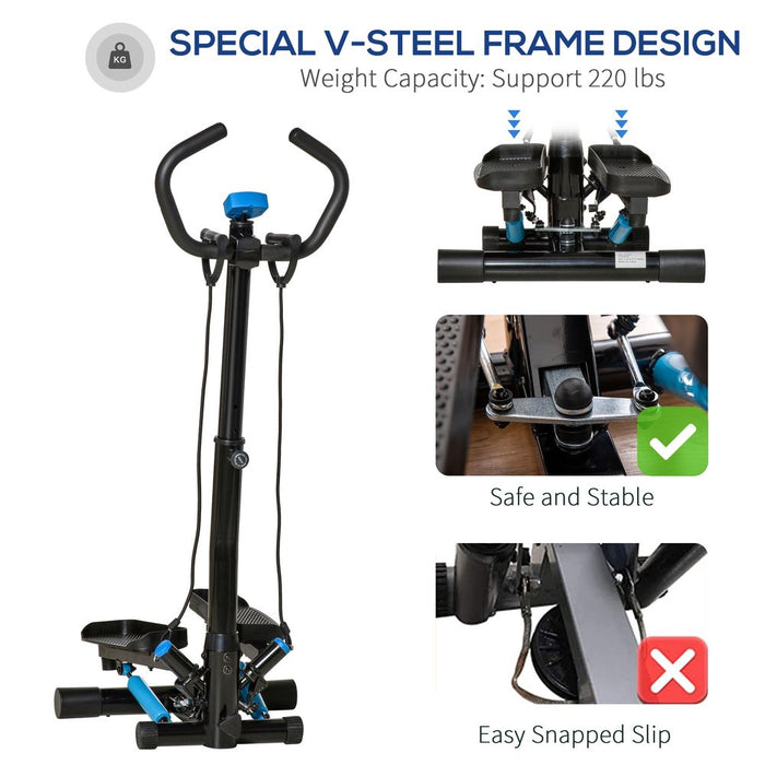 HOMCOM Adjustable Twist Stepper Step Machine For Home Gym Aerobic Workout