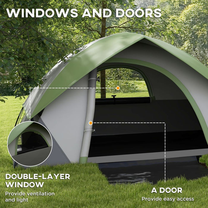 Outsunny 4-5 Man Camping Tent - 3000mm Waterproof - Green