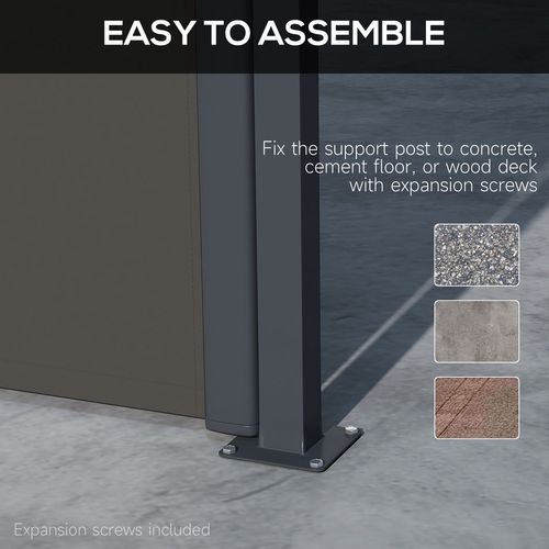 Outsunny Side Awning Retractable, Outdoor Privacy Screen, 400x160cm, Dark Grey