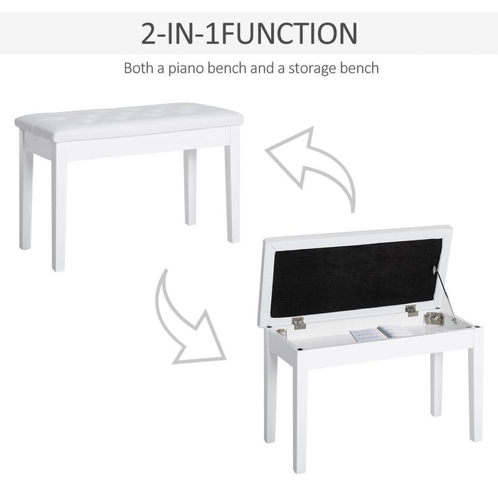 High-Quality Digital Keyboard Piano Bench Makeup Padded Seat Stool - White