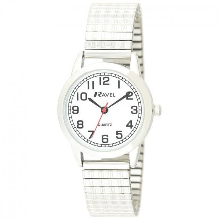 Ravel Ladies Bold Number White Dial Expander Bracelet Watch