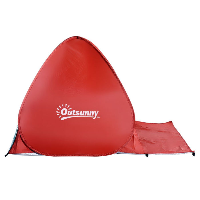 Outsunny Red Beach Tent: Instant Camping Pop up Sun Shade Shelter