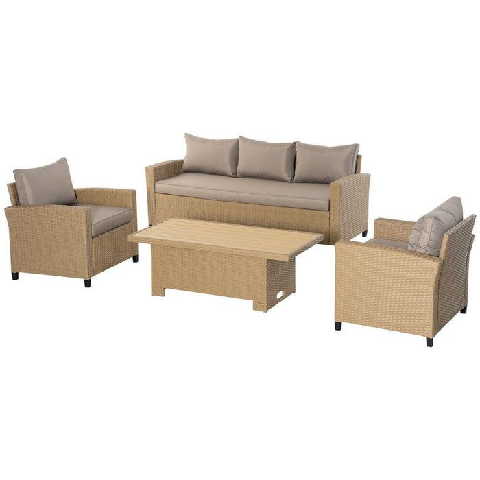 Premium Patio Wicker Sofa Set - Durable Aluminum Frame, Table Included