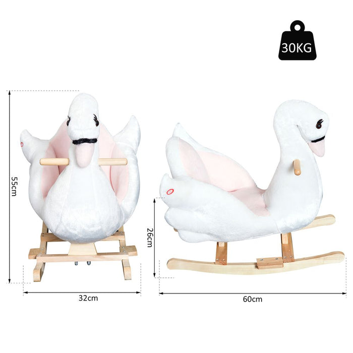 Premium Kids Swan Ride-On Toy | Toddler Rocking Horse w/ Music Seat HOMCOM