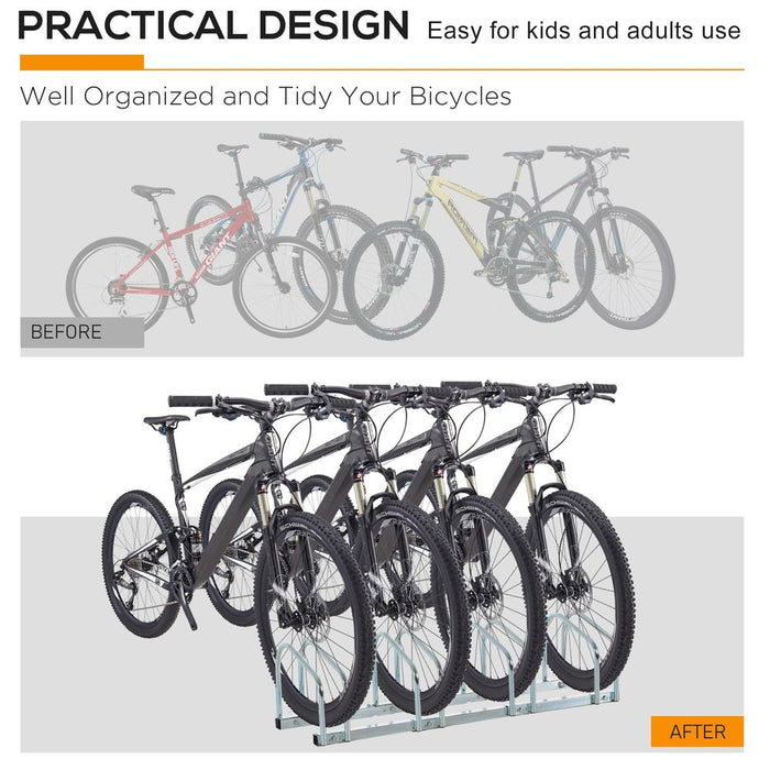 Premium 4-Bike Locking Storage Rack | Heavy-Duty Steel | Versatile Floor/Wall Mount | HOMCOM